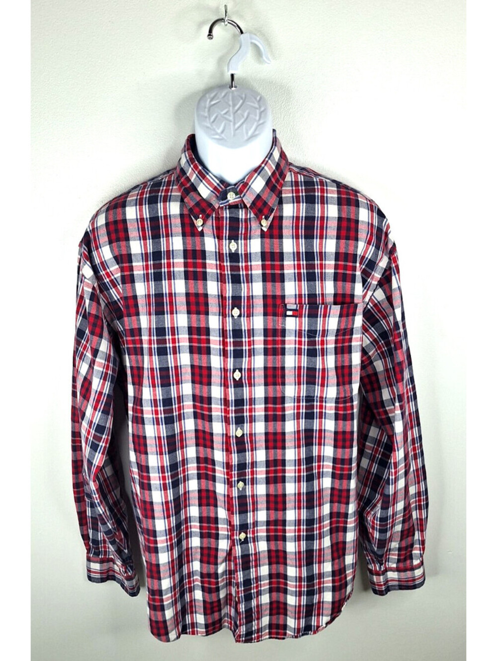 VTG Tommy Hilfiger Classic Plaid Button Down Shirt Preppy Clueless 1990s Grunge